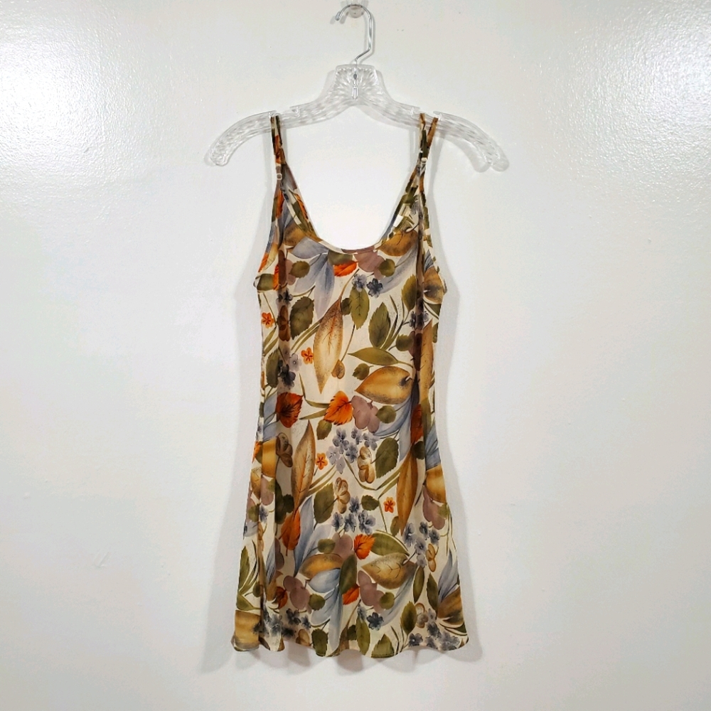 Victoria's Secret Floral Slip Dress in Cream, Brown, Green, Orange